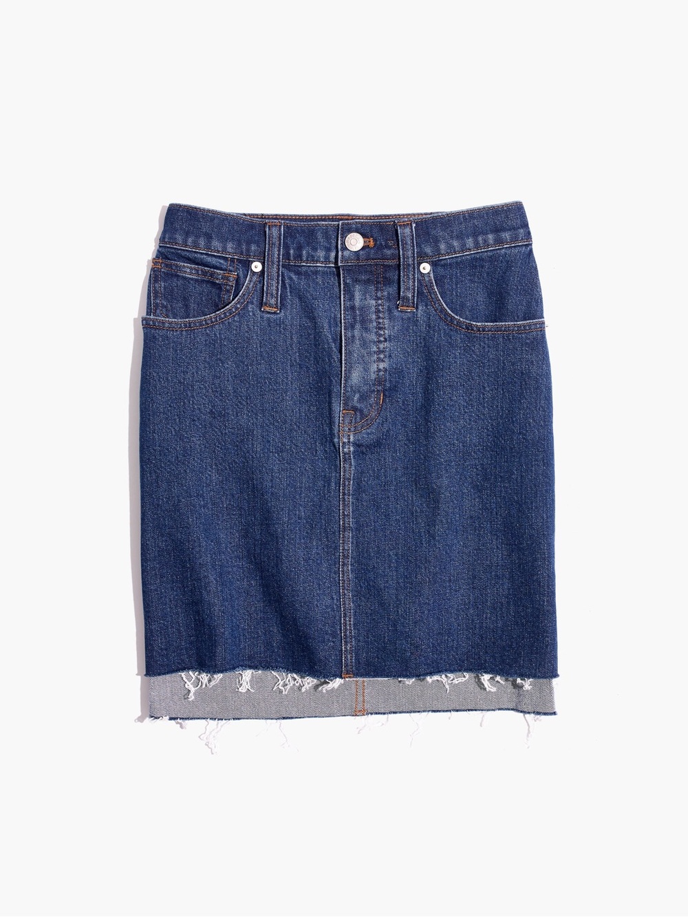 Madewell Stretch Denim Straight Mini Skirt: Step-Hem Edition in Gershwin wash